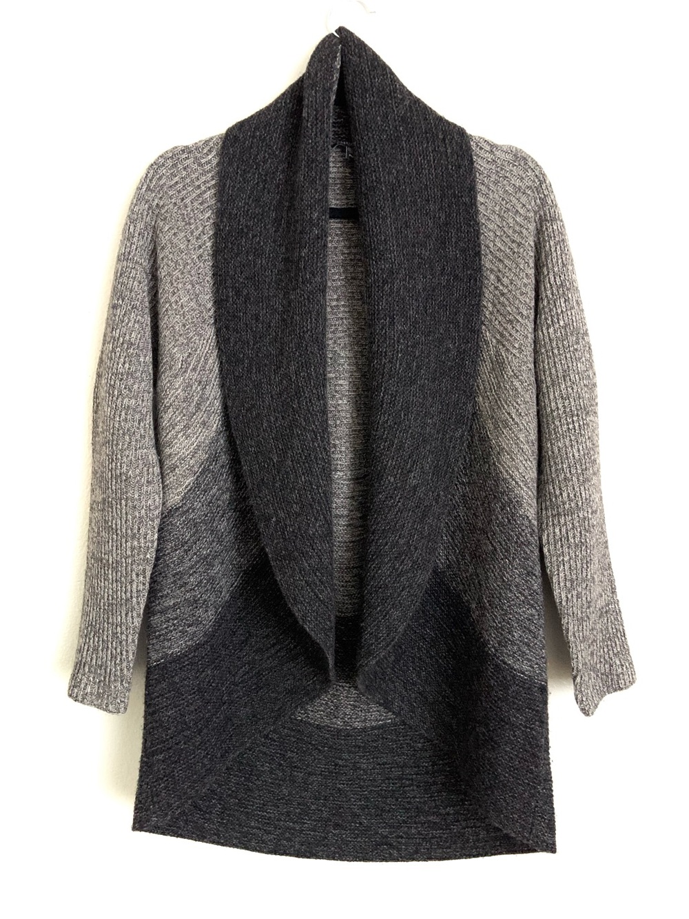 EILEEN FISHER Gray Open-Front Shawl Collar Sweater Cardigan (Sz PM)
